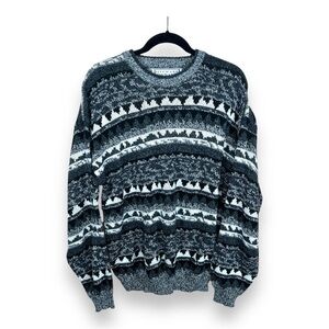 VINTAGE LARGE MICHAEL GERALD GEOMETRIC PRINT SWEATER LONG SLEEVE  80s